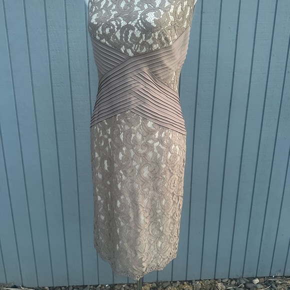 Tadashi Shoji Gold Sheath Halter Midi Dress - Picture 2 of 11